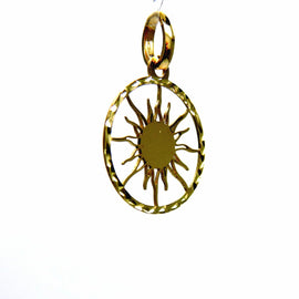 PEGASO GIOIELLI Ciondolo da Donna in Oro Giallo 18kt (750) Pendente Raggi di Sole nel Cerchio