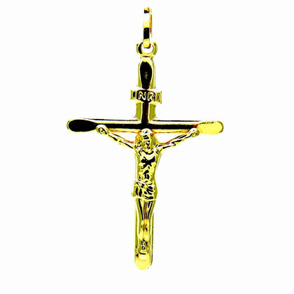PEGASO GIOIELLI - Ciondolo in Oro Giallo 18kt (750) Pendente Croce Smussata Gesù Cristo Uomo