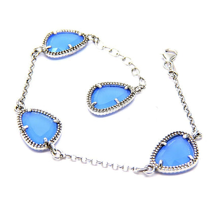 PEGASO GIOIELLI Bracciale Argento 925 Rodiato con Cristalli Blu Donna Ragazza