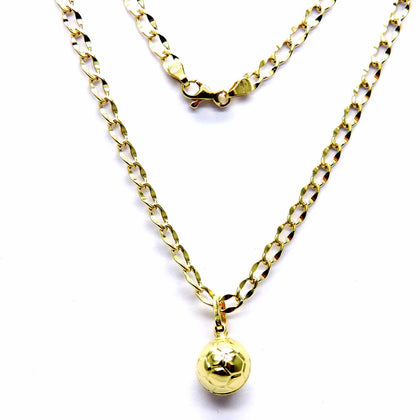 PEGASO GIOIELLI - Collana Oro Giallo 18kt (750) Catena Rombo con Pendente Pallone Calcio Football Cm 50 Uomo Ragazzo Bambino