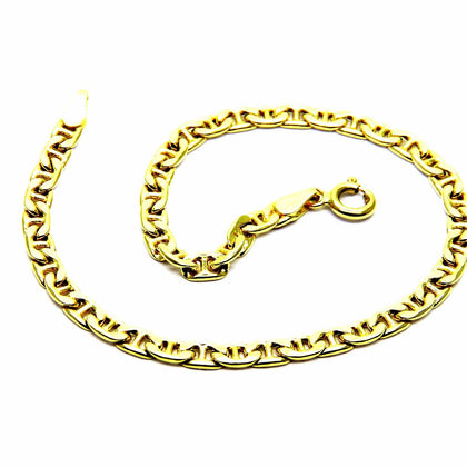 PEGASO GIOIELLI Bracciale da Ragazzo in Oro Giallo 18kt (750) Braccialetto Maglia Traversino Cm 19