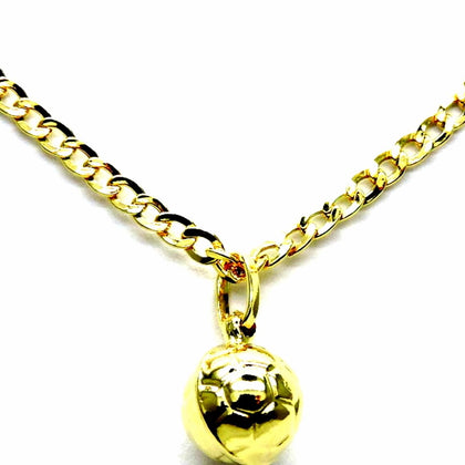 PEGASO GIOIELLI Collana da Uomo in Oro Giallo 18kt (750) Catena Grumetta con Pendente Pallone da Calcio Cm 50
