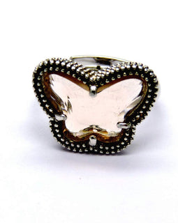 PEGASO GIOIELLI - Anello Argento 925 con Farfalla in Cristallo Color Brown Rosa