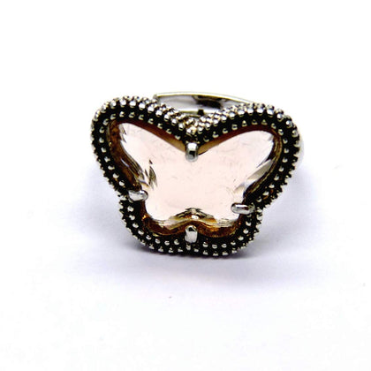 PEGASO GIOIELLI - Anello Argento 925 con Farfalla in Cristallo Color Brown Rosa