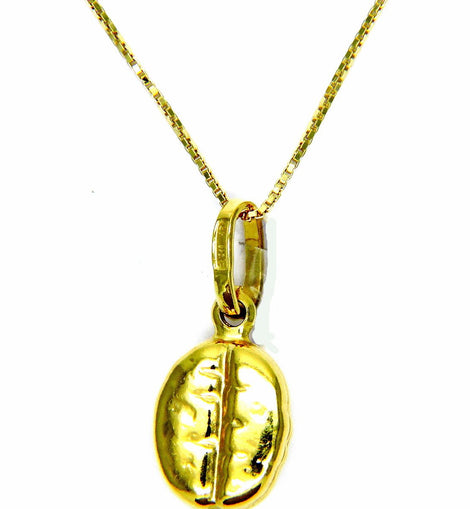 PEGASO GIOIELLI Collana Oro Giallo 18kt (750) Catenina Veneta Pendente Chicco Caffè Donna Ragazza Bambina