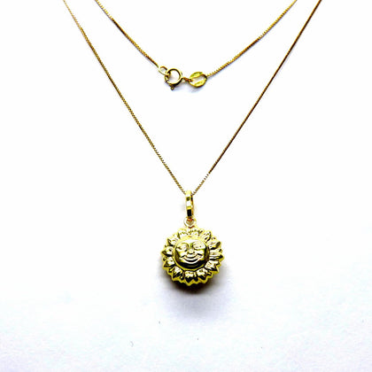 PEGASO GIOIELLI Collana da Donna in Oro Giallo 18kt (750) Catenina Veneta Pendente Sole Lucido Sorridente