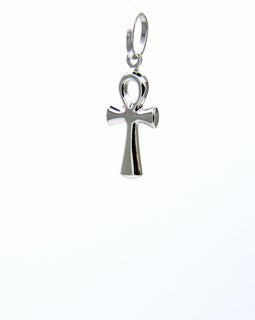 PEGASO GIOIELLI - Ciondolo Oro Bianco 18kt (750) Pendente Piccola Croce della Vita Uomo Donna Bambini