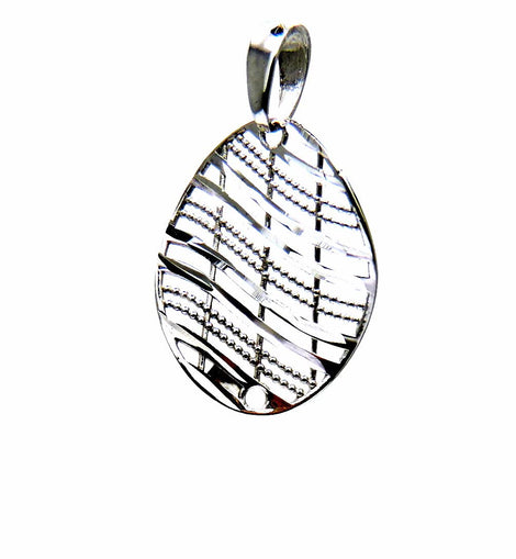 PEGASO GIOIELLI Ciondolo da Donna in Oro Bianco 18kt (750) Pendente Ovale Onda Fashion