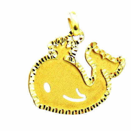PEGASO GIOIELLI Ciondolo Oro Giallo 18kt (750) Pendente Balena Balenottero Satinato Donna Bambini
