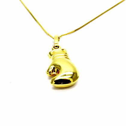 PEGASO GIOIELLI Collana in Oro Giallo 18kt (750) Catenina Veneta Pendente Guanto da Pugile Donna Ragazza