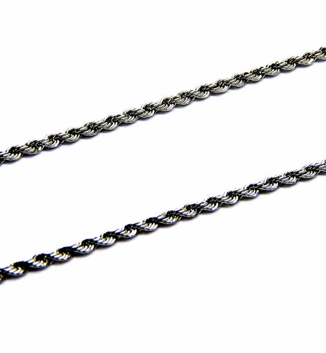 PEGASO GIOIELLI - Collana da Donna in Oro Bianco 18kt (750) Catenina Girocollo Corda Laser Cm 40 Collier