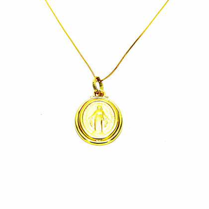 PEGASO GIOIELLI Collana Oro Giallo 18kt (750) Catenina Veneta Pendente Madonna di Lourdes Immacolata Donna Ragazza
