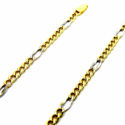 PEGASO GIOIELLI Collana in Oro Giallo Bianco 18kt (750) Catena Maglia Figaro Bicolore Classica da Uomo e Donna Cm 50
