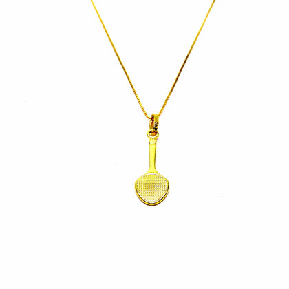 PEGASO GIOIELLI Collana in Oro Giallo 18kt (750) Catenina Veneta Pendente Racchetta Tennis Donna Ragazza Bambina