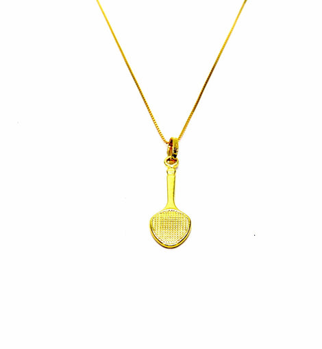 PEGASO GIOIELLI Collana in Oro Giallo 18kt (750) Catenina Veneta Pendente Racchetta Tennis Donna Ragazza Bambina
