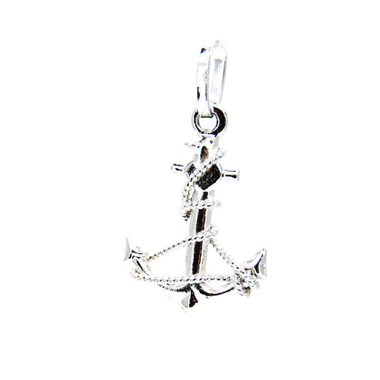 PEGASO GIOIELLI Ciondolo Oro Bianco 18kt (750) Pendente Ancora Filo Corda Uomo Donna Bambini