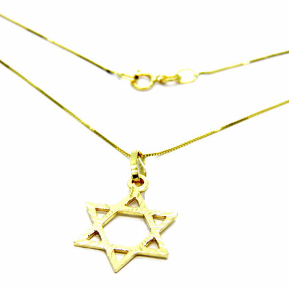 PEGASO GIOIELLI - Collana da Donna in Oro Giallo 18kt (750) Catenina Veneta con Pendente Stella di David
