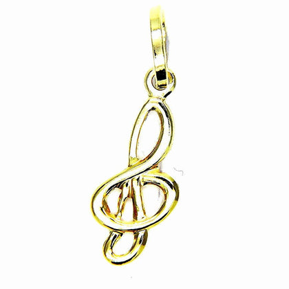 PEGASO GIOIELLI Ciondolo in Oro Giallo 18kt (750) Pendente Nota Musicale Chiave di Sol Donna Uomo Bambini