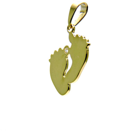 PEGASO GIOIELLI - Ciondolo da Donna in Oro Giallo 18kt (750) Pendente Piedi Piedini con Zircone