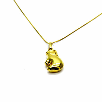 PEGASO GIOIELLI Collana in Oro Giallo 18kt (750) Catenina Veneta Pendente Guanto da Pugile Donna Ragazza