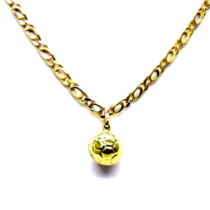 PEGASO GIOIELLI Collana da Uomo in Oro Giallo 18kt (750) Catena Pernice con Pendente Pallone da Calcio Cm 50 Ragazzo Bambino