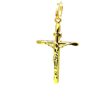 PEGASO GIOIELLI Ciondolo Oro Giallo 18kt (750) Pendente Croce Smussata Gesù Cristo Uomo Donna Bambini