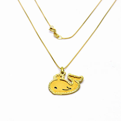 PEGASO GIOIELLI Collana Oro Giallo 18kt (750) Catenina Veneta Pendente Balena Donna Ragazza Bambina