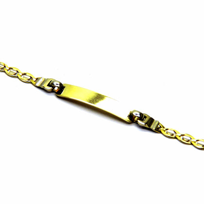 PEGASO GIOIELLI - Bracciale da Bambino in Oro Giallo Bianco 18kt (750) Classico con Targhetta Nascita Battesimo