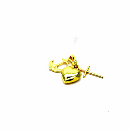PEGASO GIOIELLI - Ciondolo Oro Giallo 18kt (750) Pendente Fede Speranza e Carità Charms Donna Bambini