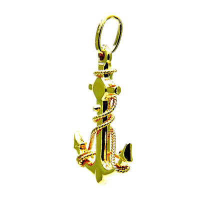 PEGASO GIOIELLI - Ciondolo da Uomo in Oro Giallo 18kt (750) Pendente Ancora con Filo Corda