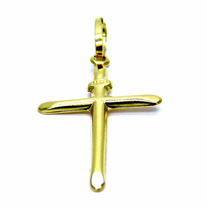 PEGASO GIOIELLI Ciondolo Oro Giallo 18kt (750) Pendente Croce Smussata Classica Uomo Donna Bambini