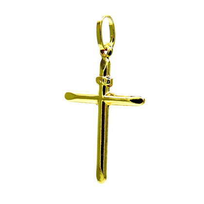 PEGASO GIOIELLI - Ciondolo da Bambini in Oro Giallo 18Kt (750) Pendente Croce Religiosa Semplice Crocetta Smussata Lucida