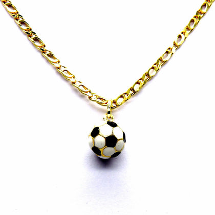 PEGASO GIOIELLI Collana da Uomo in Oro Giallo 18kt (750) Catena Pernice Cm 50 con Pendente Pallone Calcio Bianco Nero