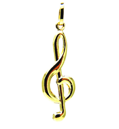 PEGASO GIOIELLI - Ciondolo Oro Giallo 18kt (750) Pendente Nota Musicale Chiave di Sol Grande Uomo Donna