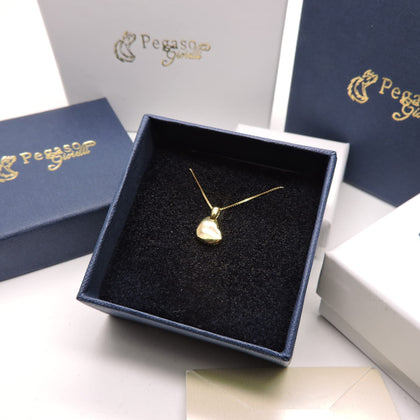 PEGASO GIOIELLI Collana da Donna in Oro Giallo 18kt (750) Catenina Veneta Pendente Piccolo Cuore Cuoricino Lucido