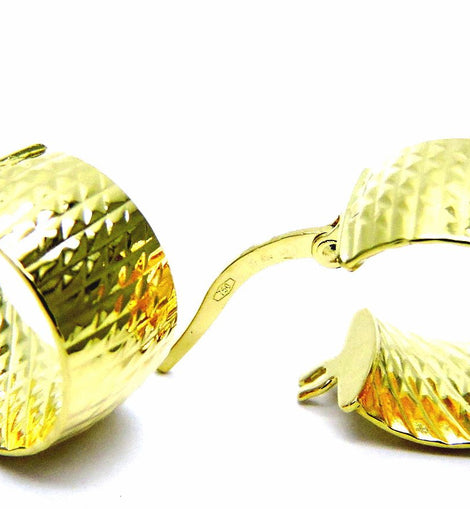 PEGASO GIOIELLI Orecchini Oro Giallo 18kt (750) Anelle Cerchio Cerchietti Fascia Larga Donna Ragazza