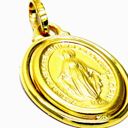 PEGASO GIOIELLI Ciondolo Oro Giallo 18kt (750) Pendente Madonna di Lourdes Madonnina Uomo Donna