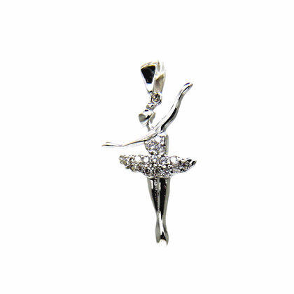 PEGASO GIOIELLI Ciondolo da Donna in Oro Bianco 18kt (750) Pendente Ballerina Classica con Zirconi