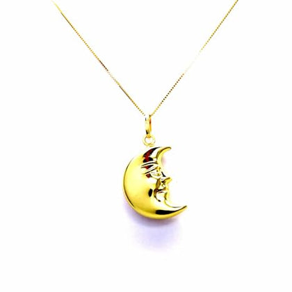 PEGASO GIOIELLI Collana da Donna in Oro Giallo 18kt (750) Catenina Veneta con Pendente Spicchio di Luna