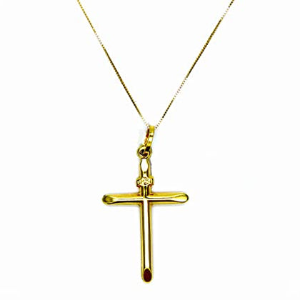 PEGASO GIOIELLI Collana Oro Giallo 18kt (750) Catenina Veneta Croce Smussata Donna Bambini