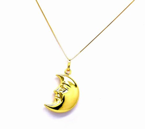 PEGASO GIOIELLI Collana da Donna in Oro Giallo 18kt (750) Catenina Veneta con Pendente Spicchio di Luna