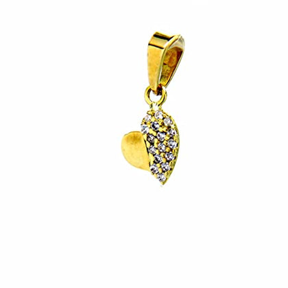 PEGASO GIOIELLI - Ciondolo da Bambina Ragazza in Oro Giallo 18kt (750) Pendente Piccolo Cuore Cuoricino Mini Charms Zirconi