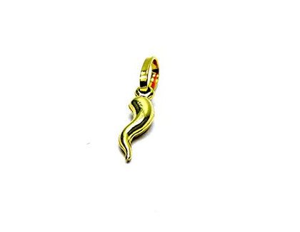 PEGASO GIOIELLI - Ciondolo Oro Giallo 18kt (750) Pendente Piccolo Corno Cornetto Lucido Mini Portafortuna Uomo Donna Bambini