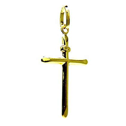 PEGASO GIOIELLI - Ciondolo in Oro Giallo 18kt (750) Pendente Croce Crocetta Semplice Battesimo Bambini