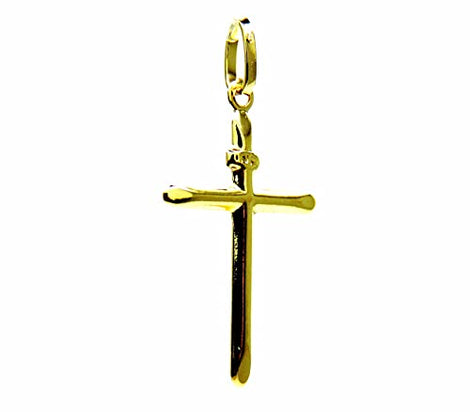 PEGASO GIOIELLI - Ciondolo in Oro Giallo 18kt (750) Pendente Croce Crocetta Semplice Battesimo Bambini