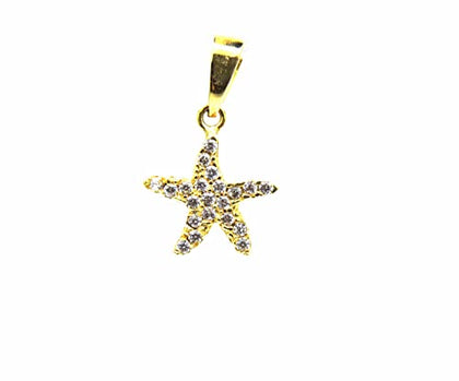 PEGASO GIOIELLI Ciondolo Donna in Oro Giallo 18kt (750) Pendente Piccola Stella Marina Mini Charm Zirconi