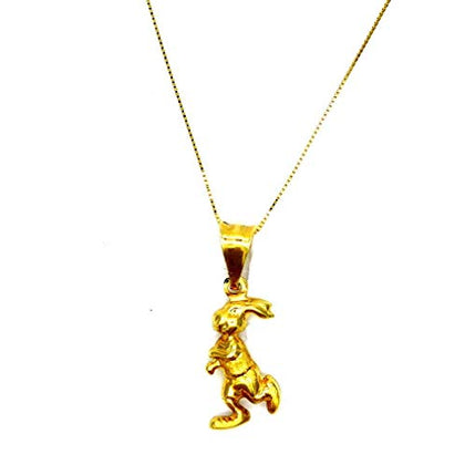 PEGASO GIOIELLI Collana Oro Giallo 18kt (750) Catenina Veneta con Pendente Coniglio Bugs Bunny Donna Bambina