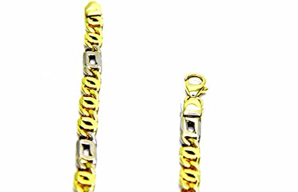 PEGASO GIOIELLI Collana da Uomo in Oro Giallo Bianco 18kt (750) Catena Cm 50 Maglia Pernice Tigre Bicolore Lucida