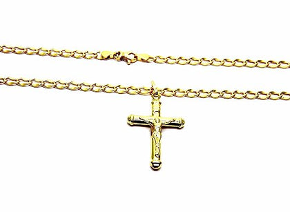 PEGASO GIOIELLI Collana Uomo Donna in Oro Giallo 18kt (750) Catena Cm 50 Pendente Religioso Croce Cristo Cappucci