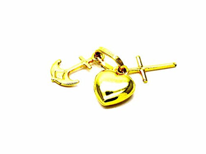 PEGASO GIOIELLI - Ciondolo Oro Giallo 18kt (750) Pendente Fede Speranza e Carità Charms Donna Bambini